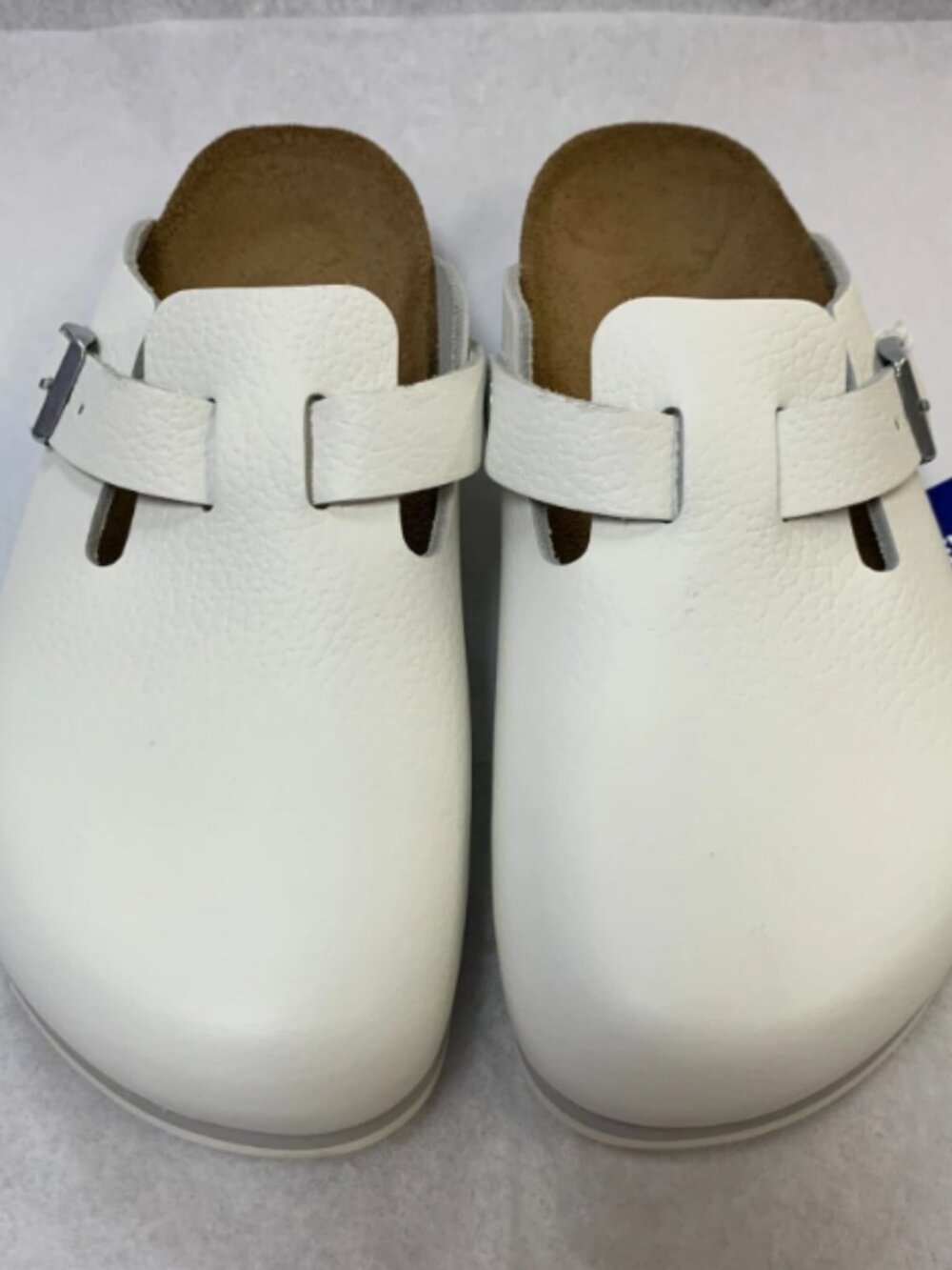 Birkenstock Boston Super Grip White Natural Leather Regular Width Sandals